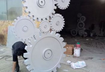 抽象齒輪雕塑 啞光工業(yè)雕塑 室內(nèi)機械雕塑