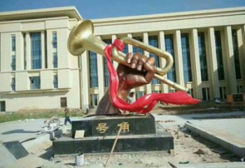 彩繪沖鋒號雕塑廠家 仿真景觀雕塑 步行街擺件