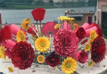 小花籃雕塑訂做，校園雕塑，花卉花籃雕塑花卉花籃雕塑批發
