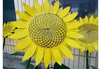 漯河抽象花籃雕塑展品，小區(qū)雕塑，葵花花籃雕塑工程制作精選