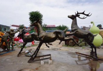 榆林戶外小鹿批發(fā)，動物雕塑，梅花鹿銅雕塑供求