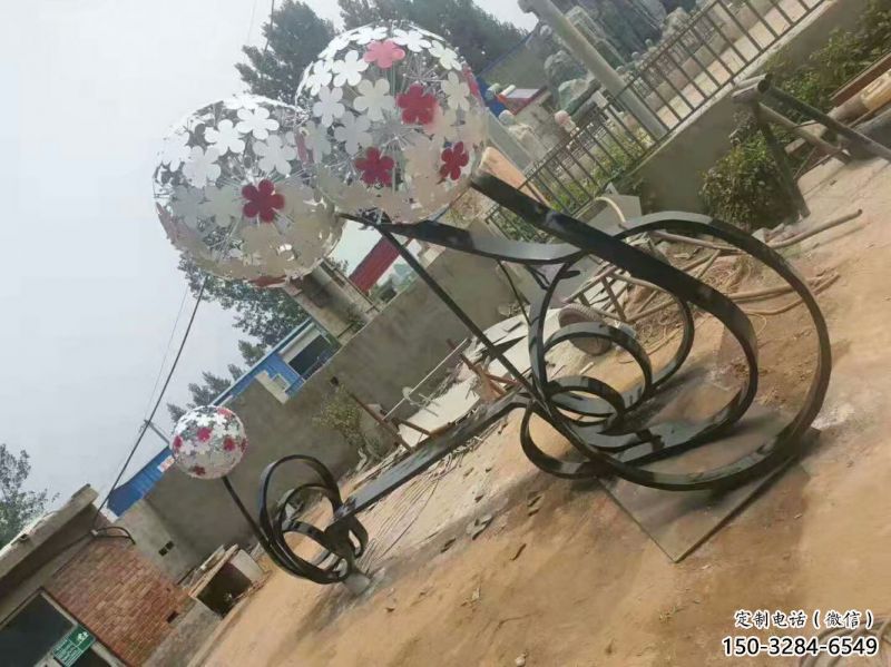 昆明大型蒲公英坐凳雕塑，現代元素設計，不銹鋼坐凳雕塑