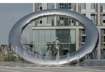 上城小區圓環雕塑，水簾噴泉雕塑，水景藝術效果